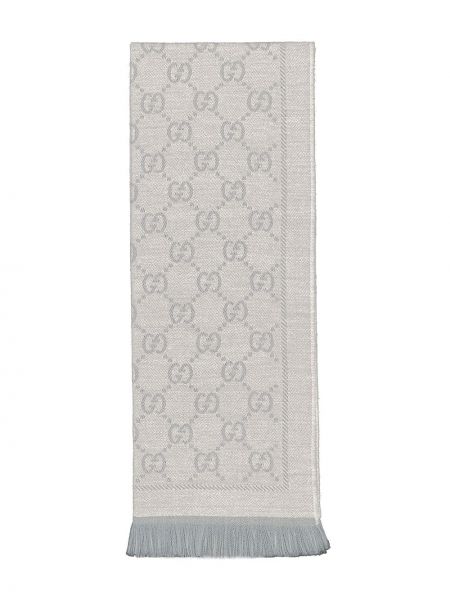 Echarpe en tricot à imprimé en jacquard Gucci gris