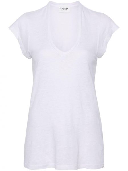 Ľanové tričko Marant Etoile biela