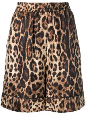 Kratke hlače s potiskom z leopardjim vzorcem Dolce & Gabbana rjava