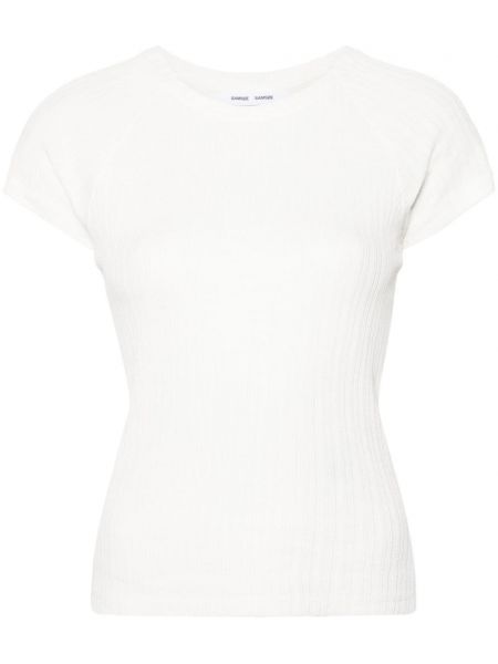 Βαμβακερή μπλούζα Samsoe Samsoe λευκό