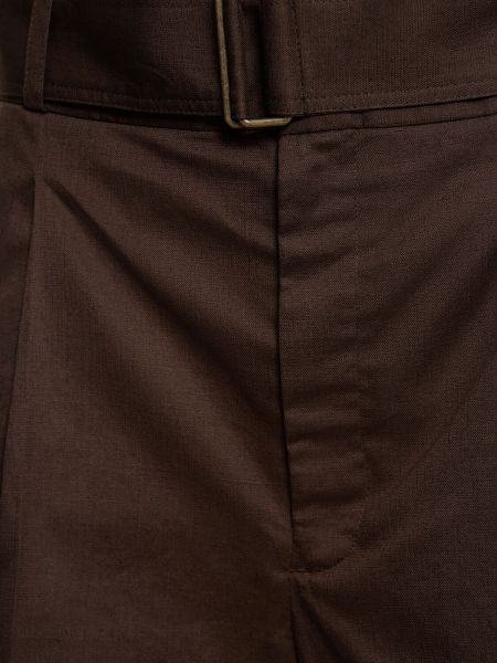 Pamučne lanene bermuda kratke hlače Soeur smeđa
