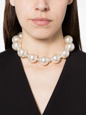 Křišťálový náhrdelník s perlami Magda Butrym bílý