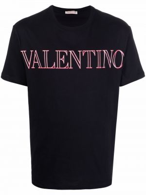 Bavlněné tričko s potiskem Valentino Garavani černé