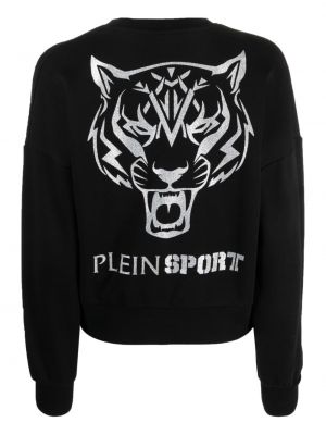 Kokvilnas sportiska stila džemperis ar apdruku Plein Sport melns