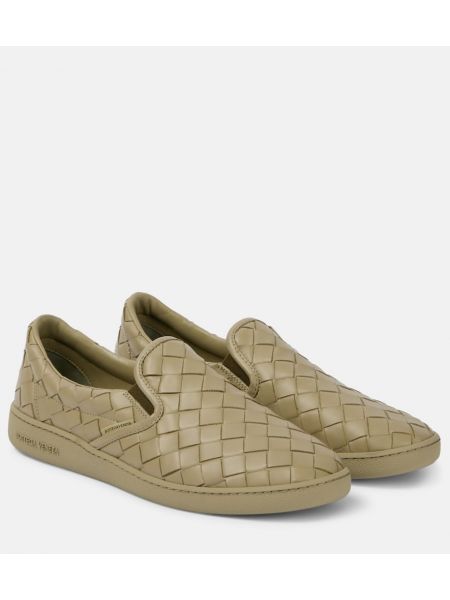 Leder sneaker Bottega Veneta beige