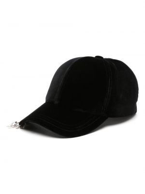 Aksamitna czapka z daszkiem Balmain czarna