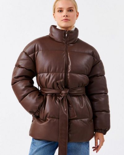Утепленная кожаная куртка Befree коричневая