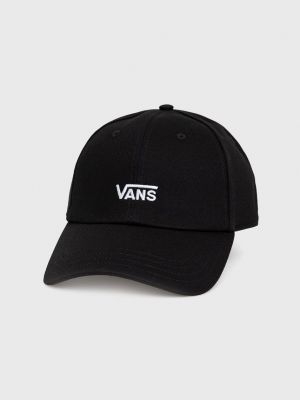 Памучна шапка с апликация Vans черно