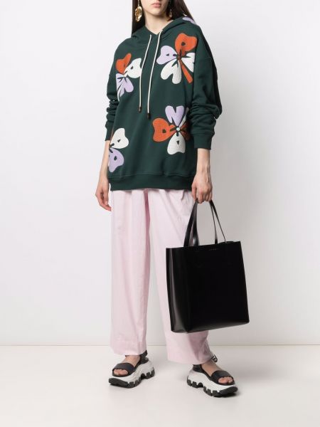 Sudadera con capucha con bordado de flores Marni verde