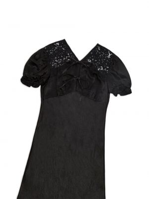 Satynowa sukienka midi w kwiatki koronkowa Jason Wu czarna