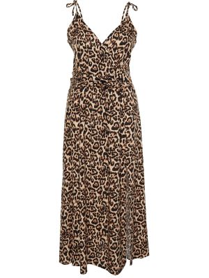 Плетена макси рокля с леопардов принт Trendyol