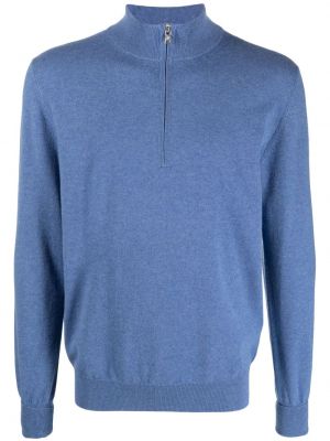 Кашмирен пуловер с цип Ballantyne синьо