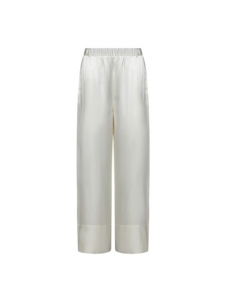 Jedwabne satynowe spodnie Armarium białe