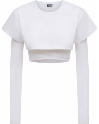 Βαμβακερή μπλούζα από ζέρσεϋ Jacquemus λευκό