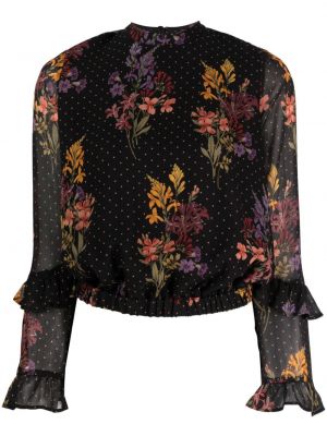 Bluză cu model floral cu buline cu imagine Twinset negru