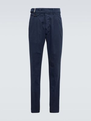 Плисирани памучни класически панталони Lardini синьо