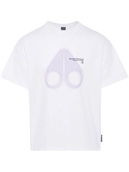 Тениска с принт Moose Knuckles бяло