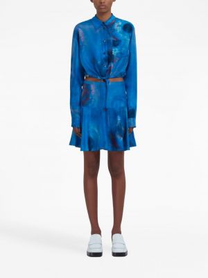 Hedvábné sukně s potiskem s abstraktním vzorem Marni modré
