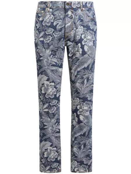 Straight jeans i jacquard stof Etro blå