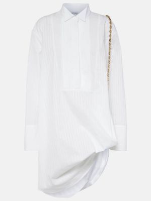 Ριγέ βαμβακερή φόρεμα Loewe λευκό