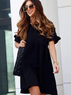 Mini suknele trumpomis rankovėmis oversize Fasardi juoda