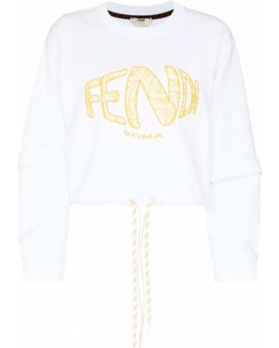 Укороченный свитшот с вышивкой Fendi, белый