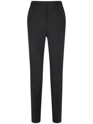Spodnie z wysoką talią wełniane Saint Laurent czarne