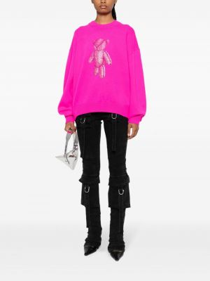 Pullover mit kristallen Alexander Wang pink