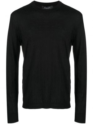 Памучен копринен пуловер Versace черно