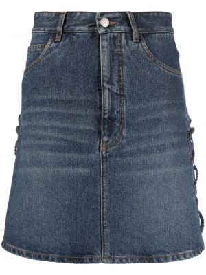 Spódnica jeansowa sznurowana koronkowa Chloe niebieska