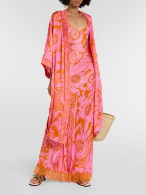 Макси рокля на цветя Poupette St Barth розово