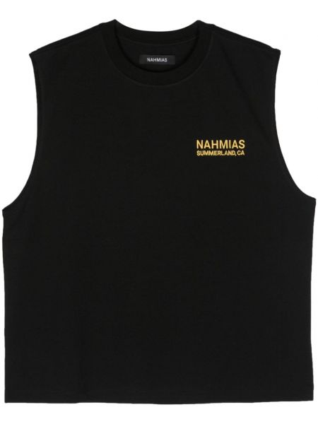 Βαμβακερό πουκάμισο με κέντημα Nahmias μαύρο