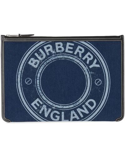 Bolso clutch con estampado Burberry azul