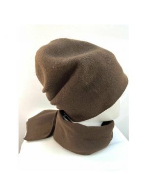 Комплект бини FORTI Комплект шапка + шарф женский зимний зимний, шерсть, OneSize коричневый