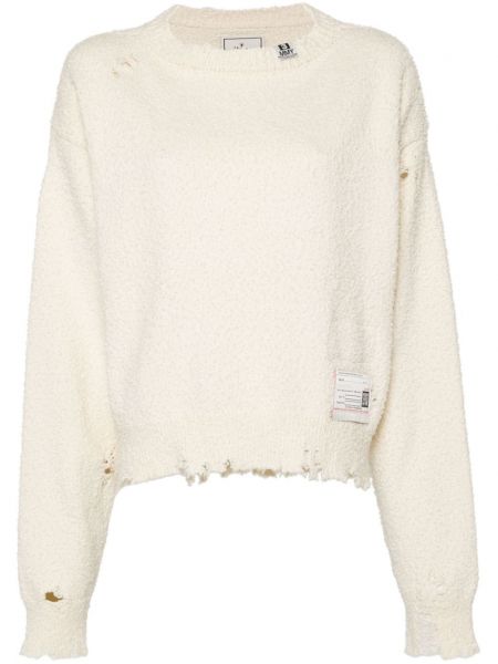 Sweter z przetarciami Maison Mihara Yasuhiro biały