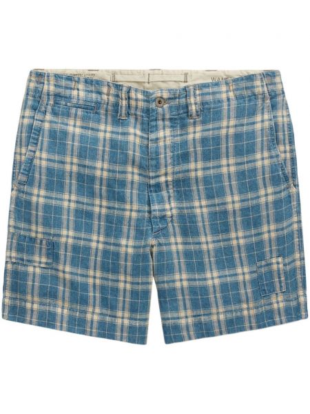Lanene bermuda kratke hlače karirane s printom Ralph Lauren Rrl plava