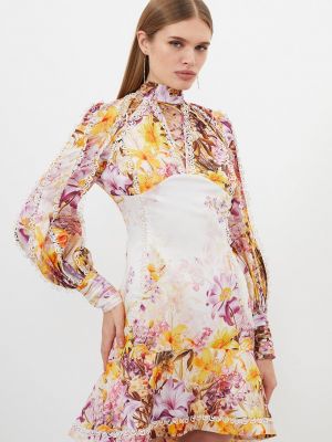 Платье мини в цветочек с принтом Karen Millen