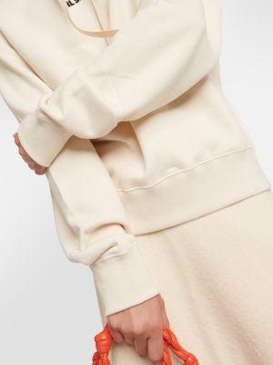 Βαμβακερός φούτερ με κουκούλα από ζέρσεϋ Jil Sander λευκό