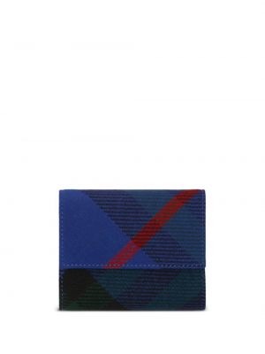 Kockovaná kožená peňaženka Burberry modrá