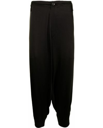 Pantalones ajustados de seda Yohji Yamamoto negro