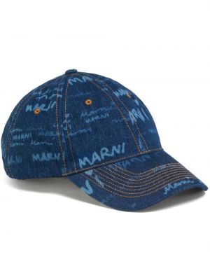 Cappello con visiera con stampa Marni blu