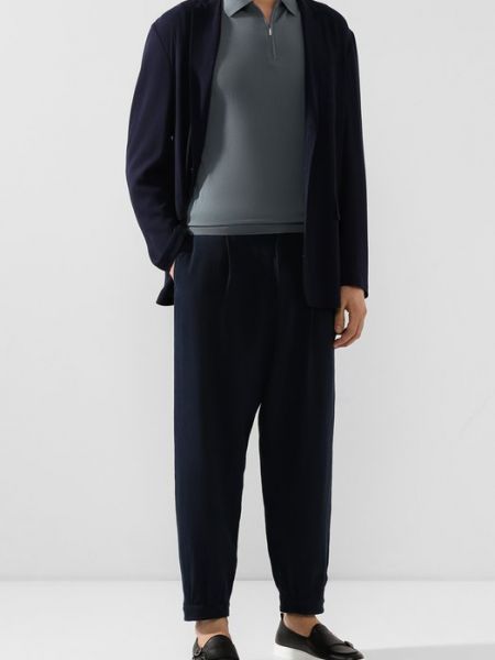 Льняные брюки Giorgio Armani синие