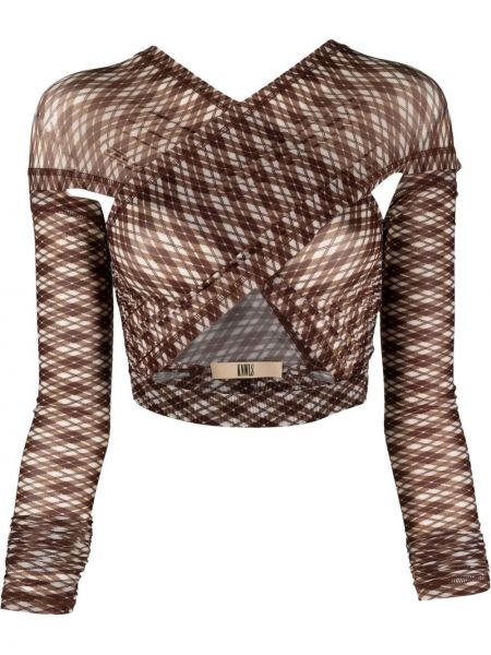 Argyle-mønstret trykt crop top Knwls brun