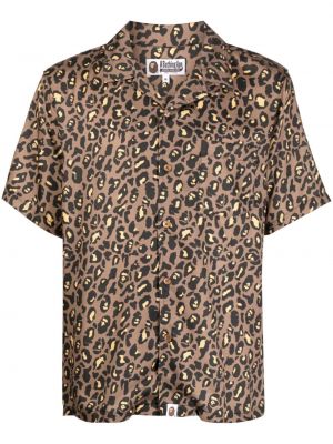 Риза с принт с леопардов принт A Bathing Ape® кафяво