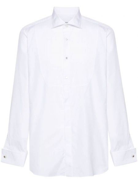 Plisēti kokvilnas krekls Lardini balts