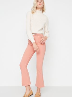 Zvonové džíny Trendyol růžové