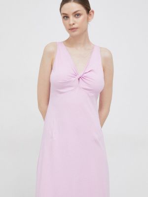 Pamučna midi haljina Deha ružičasta