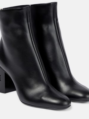 Ankle boots skórzane Max Mara czarne