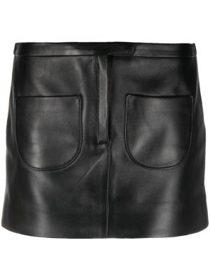Kožená sukňa s vreckami Courreges čierna