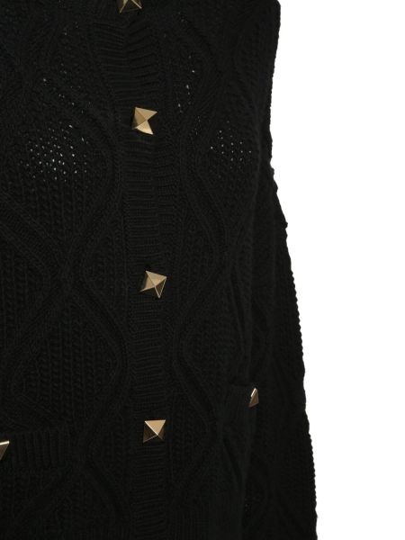 Cardigan de lână din cașmir cu imprimeu geometric Valentino negru